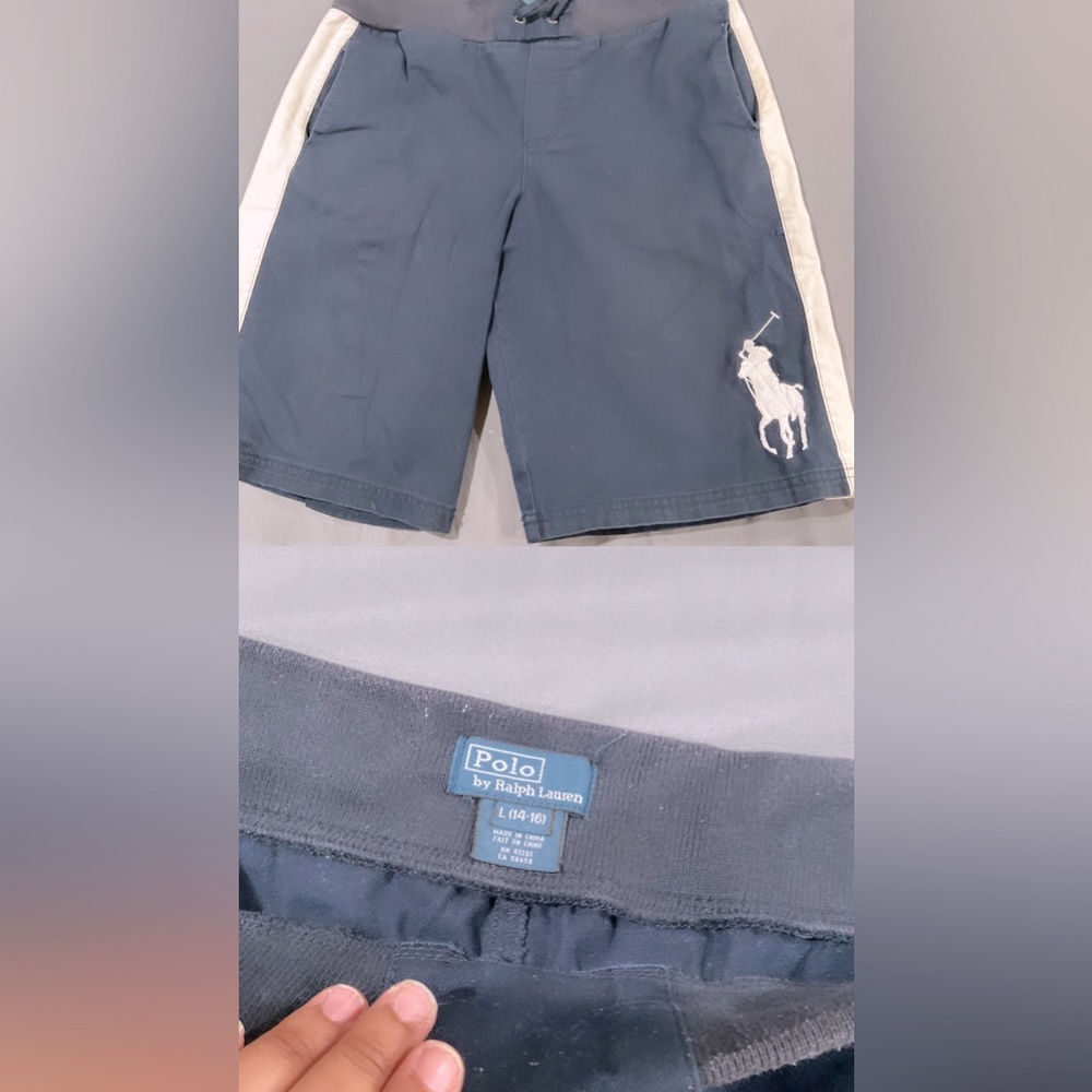BIG BOYS Sz L (14-16) Navy & White Polo Shorts 🐎